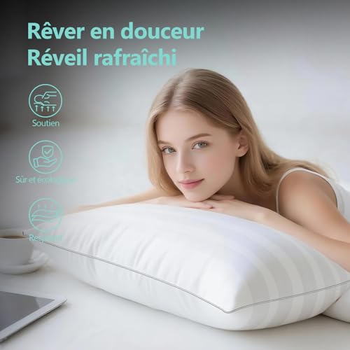 Lullabeau Pillow 40 x 70 cm Set of 2, Soft Pillows, Luxury Hotel Quality, Classic Pillows, Breathable and Soft, Washable, Ideal for Side Sleepers, Back and Belly Sleepers