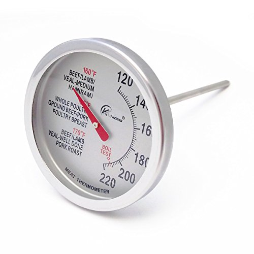 KT THERMO Meat Thermometer 2.5-Inch Dial Stainless Steel Waterproof BBQ Poultry Probe Cooking Thermometers