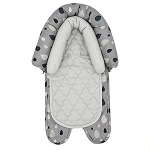 Travel Bug Baby &amp; Toddler 2-in-1 Head Support Duo Head Support for Car Seats, Strollers &amp; Bouncers (Black/Grey/White), 8x2.75x10 Inch (Pack of 1)