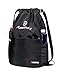 Drawstring Backpack Sport Gym String Bag Waterproof Sackpack Cinch Sack Gymsack (Black)