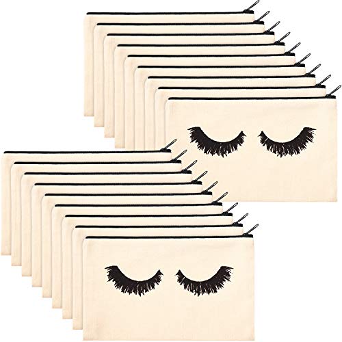 18 Pieces Eyelash Cosmetic Bags Canvas Lash Makeup Bag Travel Make up Pouches Toiletry Bag with Zipper for Women and girls (S, Beige) 1 18 Pieces Eyelash Cosmetic Bags Canvas Lash Makeup Bag Travel Make up Pouches Toiletry Bag with Zipper for Women and girls (S, Beige)