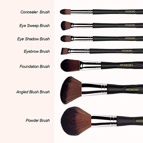 KISSBOBO Makeup Brushes for Powder Concealer Eyeshadow Blending Blush Eyebrow Foundation (7 Pcs)