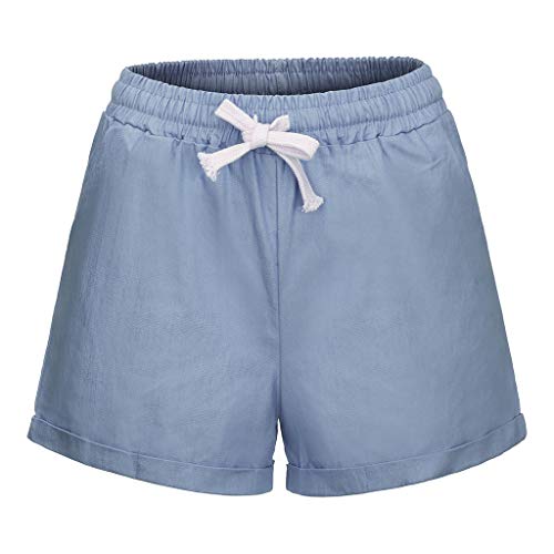 Women Short Pants, JOYFEEL â¤ï¸ Ladies Cotton Linen Casual Elastic Waist Pants Drawstring Solid Summer Walking Shorts