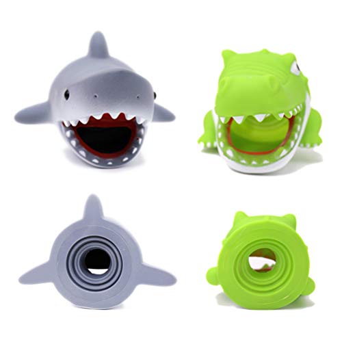 Odowalker-Cartoon-Faucet-Extender-Washbasin-Bath-Spout-Cover-Cute-Animal-Toy-Faucet-Cover-Bath-Safety-Fun-for-Babies-Toddlers-Kids-Children-Grey-Shark