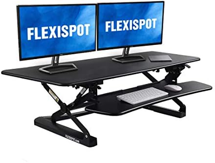 Flexispot Height Adjustable Standing Desk Converter 47 Inch Stand Up Desk Riser Wide Black Home Office Desk For Dual Monitor Workstations M3b Dagoldinfo