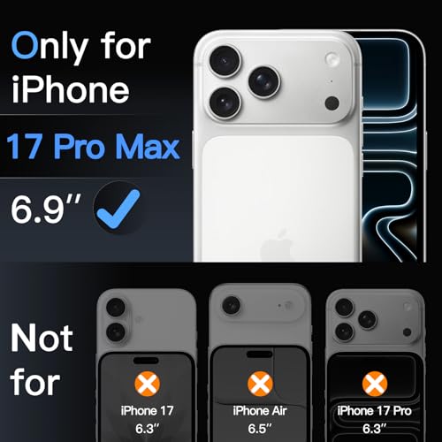 JETech Screen Protector for iPhone 17 Pro Max 6.9 Inch with Camera Lens Protector, Easy Installation Tool, 9H Hardness Tempered Glass Film, HD Transparent, 2 Pieces Each