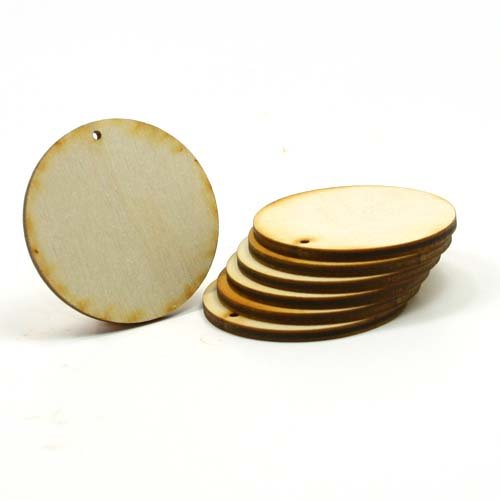 Mylittlewoodshop - Pkg of 100 - Circle Cutout - 1 inch in diameter with 1 2mm hole and 1/8 inch thick unfinished wood(LC-CCWH02-100)