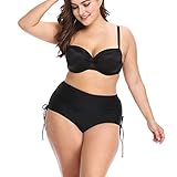 CENG MAU Swimwear Women High Waisted Bikini Tankini Bottoms Brazilian Cheeky Swimsuit Ruched Drawstrings