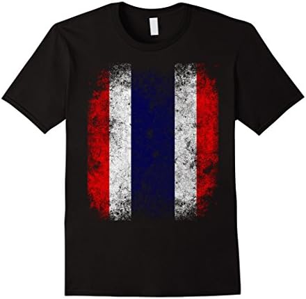 Mens Thailand Flag Distressed Vintage T-shirt XL Black