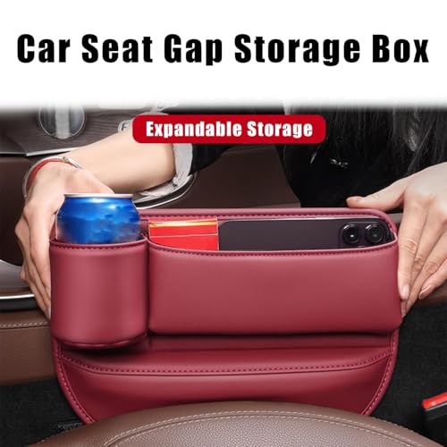 2 Pcs Car Seat Side Pocket Organizer, Universal Seat Gap Storage Box, Pu Leather Mini Storage Bag,Car Seat Gap Organizer,Console Storage Bag Gap Filler For Cellphone Keys Cards Wallets Sunglasses (C)