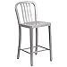 Flash Furniture 24'' High Silver Metal Indoor-Outdoor Counter Height Stool with Vertical Slat Back