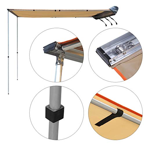 Homgrace Car Side Awning Tent Shelter, Outdoor Camping Car Tent Vehicle Awning Anti-UV Waterproof Shelter Family Picnic Fishing Tent. (6.6x8.2 Ft)