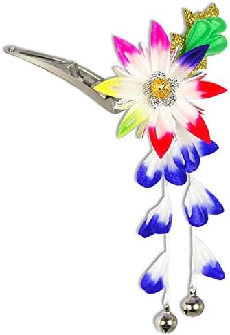 Japanese Hair Ornament Kanzashi Rainbow Flower Blue Wisteria Small Hair Clip