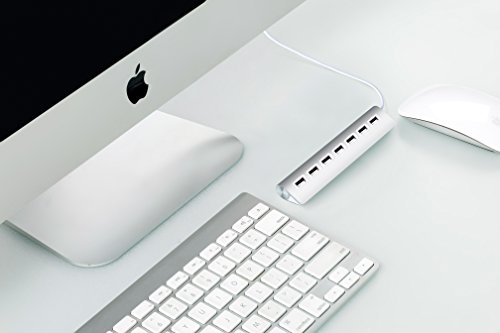 Cateck Premium 7-Port Aluminum USB Hub with 2-Foot Shielded Powered Y-Cable for iMac, MacBooks, PCs and Laptops
