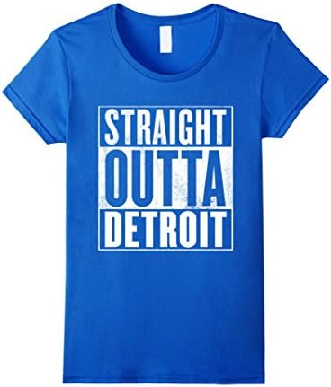 Women's Detrioit T-Shirt - STRAIGHT OUTTA DETROIT Shirt Large Royal Blue