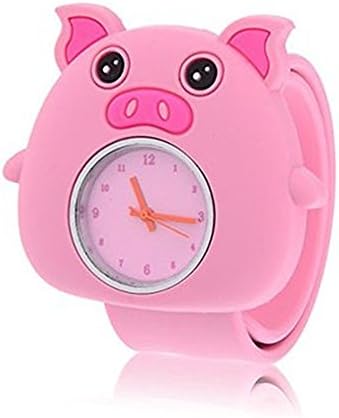 Cute Cartoon Slap Watch Pig Design with Bendable Silicone Strap Wristwatches For Children