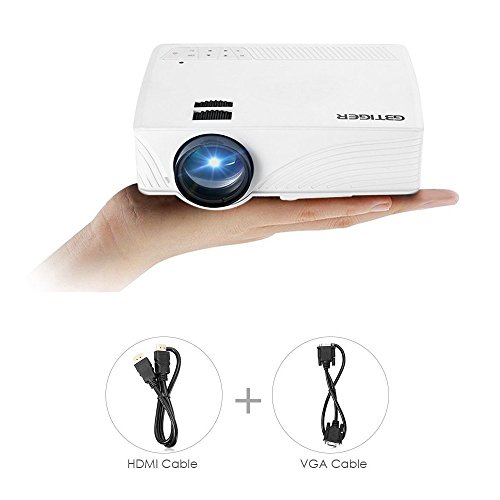 GBTIGER 2200 Lumens Full HD 1080P Mini Projector LED Home Projector Support Full HD 1080P 800 x 480 Pixels Portable Multimedia Home Theater Movie Game Video Projector (GPWhite-HDMI&VGA)