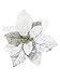 Sweet Home Deco 9''W Silk Shinning Sprakled Poinsettia Artificial Flower Heads (Set of 5) Christmas Decorations (White)
