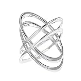 925 Sterling Silver Double 'X' Criss Cross Ring, For Women And Girls Size 6'' 7'' 8'' 9''