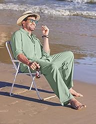 COOFANDY Mens Coordinated Outfit 2 Piece Linen Sets
