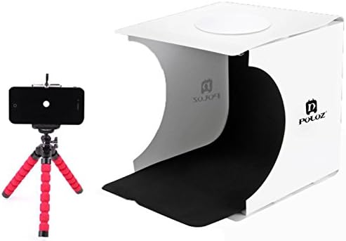 Photo Lighting Studio Tent Including Mini Portable Foldable LED Box USB Cable, Black &amp; White Backdrops and Tripod for Photography in Home Office Room