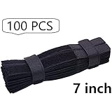 Cable Ties Reusable Fastening Cable Ties Cable Straps Strips Wire Organizer Cord Rope Holder for Laptop PC TV 7 Inch (100 pcs, Black)