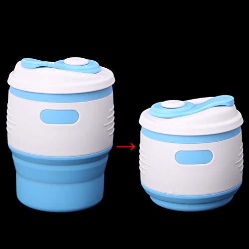 Finance Plan Clearance Sale Collapsible Coffee Silicone Mug Folding Leak-Proof Lid Traveling Camping Cup Blue - Thumbnail 3