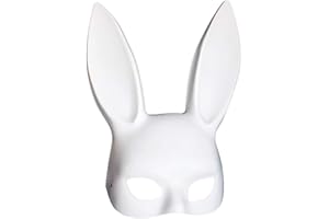 Soochat Bunny Mask Rabbit Half Face Mask for Birthday Party Easter Halloween Masquerade Costume Accessory White