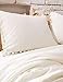 White Pom Pom Fringed Pillowcases Pillow Covers,19.7in x35.5in,Set of 2 (King)