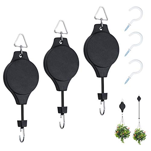 Yotako 3 Pack Plant Hook Pulley, Plant Pulley Hanger Retractable Plant Hanger Adjustable Plant Pulleys for Hanging Plants for Garden Baskets Pots and Birds Feeder - Thumbnail 7