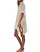 shermie Swimsuit Cover Ups for Women Short Sleeve V Neck Side Slit Loose Casual Mesh Knit Crochet Top Beige