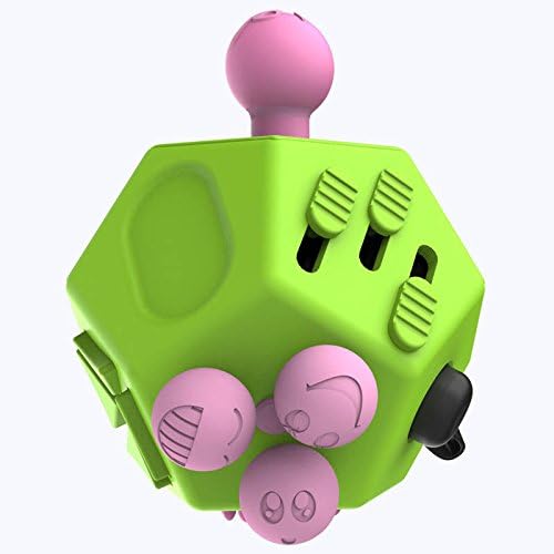 Xmas Gift 12 Sided Seddex New Fidget Cube Relieves Stress Boredom and Anxiety Magic Cube Helps to Focus Christmas Gift for Children and Adults - Green Pink