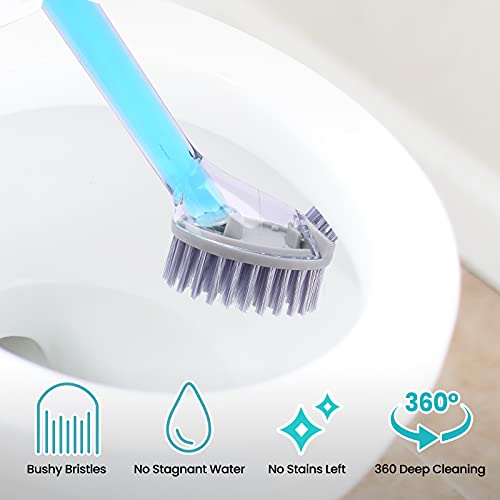 Toilet Brush with Holder Set,Toilet Bowl Cleaner Brush with Soap Dispenser,Under Rim Lip Brush and Storage Caddy for Bathroom