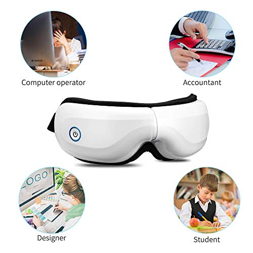 Bromose Wireless Foldable Rechargeable Eye Massager，Intelligent Mode One-Click Operation Eye Massager,Wireless Bluetooth Music Therapy Stress Relief for Eye Care Best Gift