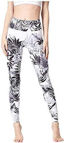 Loeay Women High Waist Leggings Gym Sports Pants Slim Fitness Yoga Training Leggings Tights Running Jogging Tummy Control Printed Trousers