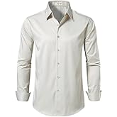 EOUOSS Men's Dress Shirts Formal Slim Fit Stretch Long Sleeve Button Down Shirt for Men Wrinkle Free Collar Business Shirts