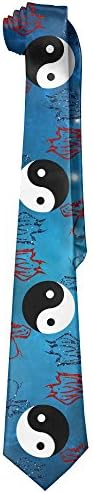 Men's Red Blue Yin Yang Fish Tai Chi Glitter Classic Casual Wide Business Silk Neck Neckties