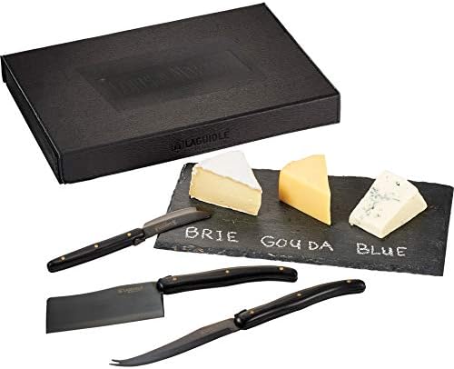 The Premium Hand Crafted Black Knife Set with Laser Cut Stainless Steel Blade and Stone Slate Serving Board - Pack of 4 Piece by Vishal Enterprise
