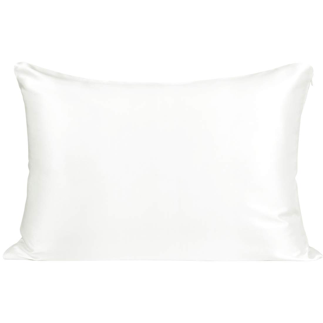PiccoCasa Mulberry Silk Pillowcase for Hair and Skin, Both Sides 25 Momme Pure Silk, Silk Pillow Cover with Hidden Zipper Closure, 1Pcs White 50x90cm/King