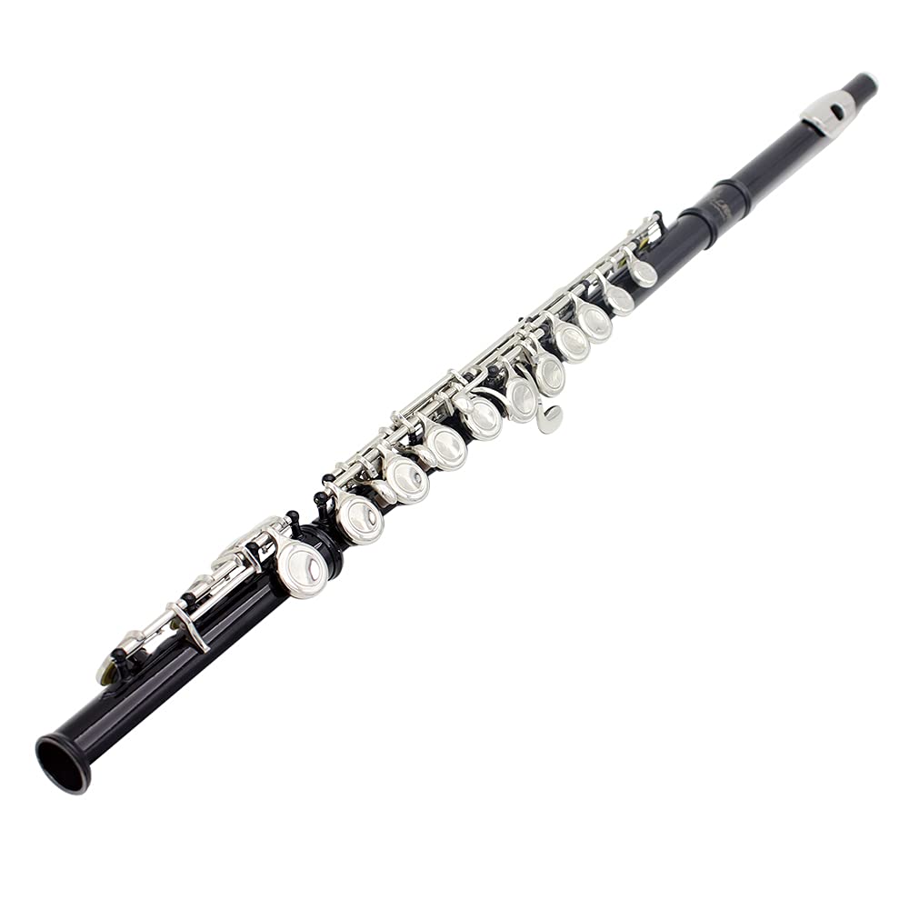 Sasuori Flute 16 Holes C Key Western Concert Cupronickel Nicke Plated Woodwind Instrument with Cleaning Cloth Stick Gloves Screwdriver Padded Case
