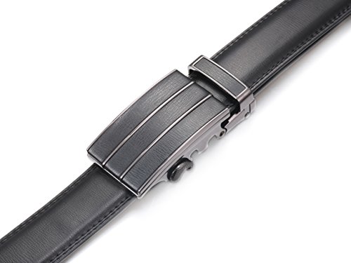 Marino Men's Genuine Leather Ratchet Dress Belt with Automatic Buckle, Enclosed in an Elegant Gift Box - Black - Style 145 - Custom: Up to 44" Waist