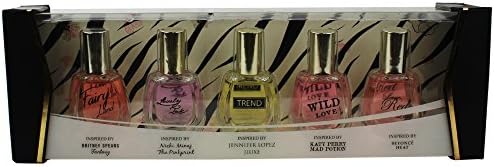 Allure 5 Piece Perfume Roller Gift Set for Women Inspired by Your Favorite Celebrities - Britney Spears, Nicki Minaj, Jennifer Lopez, Katy Perry, and Beyonce' 0.33 Fl Oz/10 Ml Each