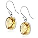 Gem Stone King 925 Sterling Silver Citrine Dangle Earrings Gemstone Birthstone Cushion Checkerboard For Women (12.00 Cttw, 12MM)