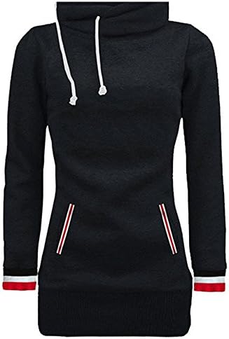 Wonshine Women's Pullover Funnel Collar Hoodies Long Sleeve Sweatshirts Lightweight Pocket Sweater Outerwear Black L