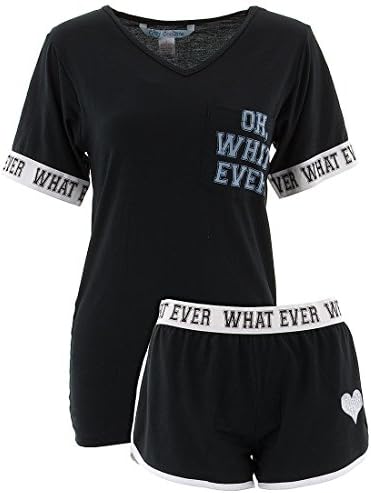 Cozy Couture Juniors Oh What Ever Black Shorty Pajamas M