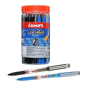 Luxor Liquiwrite Ball Pen, Black and Blue Ink (40’s Box)