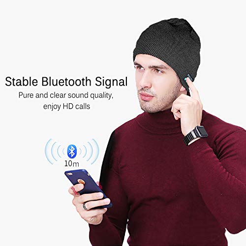 PexFix Bluetooth Beanie Hat, Bluetooth Music Beanie Gift for Men Women - Grey - Thumbnail 4