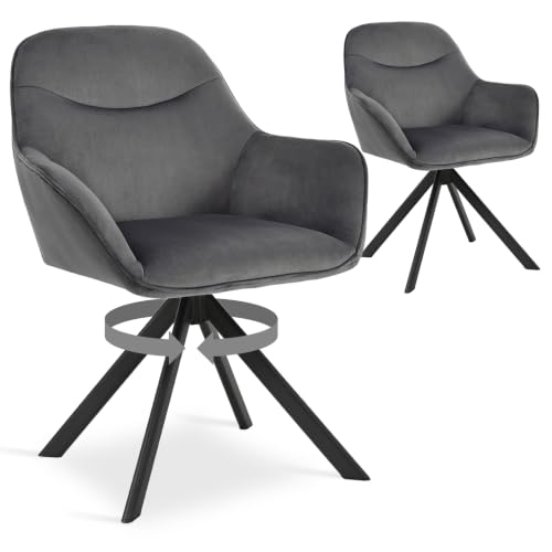 Goeurvant Esszimmerstühle Drehbar 2er Set mit Armlehne, 360° drehbar, Polsterstuhl Samt, Drehstuhl Esszimmer, Küchenstuhl mit Metallbeine für Esszimmer, Wohnzim