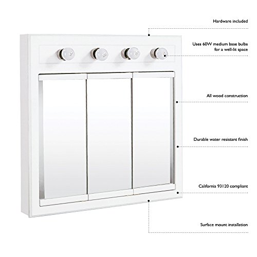 Design House 532390 Concord Lighted TriView Mirrored Medicine
