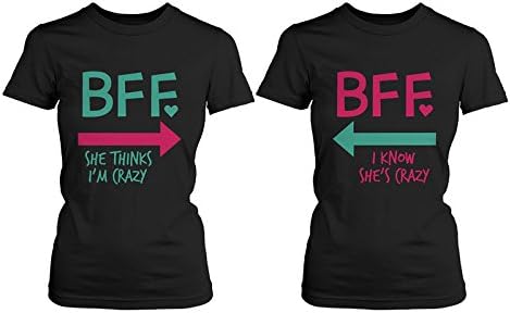 365 Printing Funny Best Friend Shirts - Crazy BFF Matching Black Cotton T-Shirts